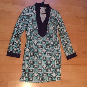 Mahi Gold blue white nautical summer dress NWT